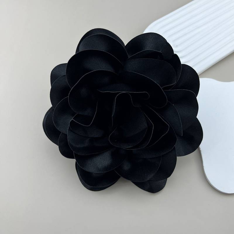 Brož / spona květina velká 19 cm - černá